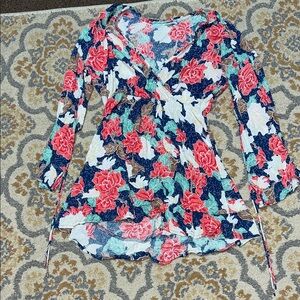 Amuse Society blue floral long sleeve mini dress